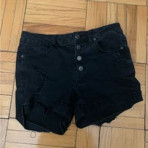 Black denim shorts